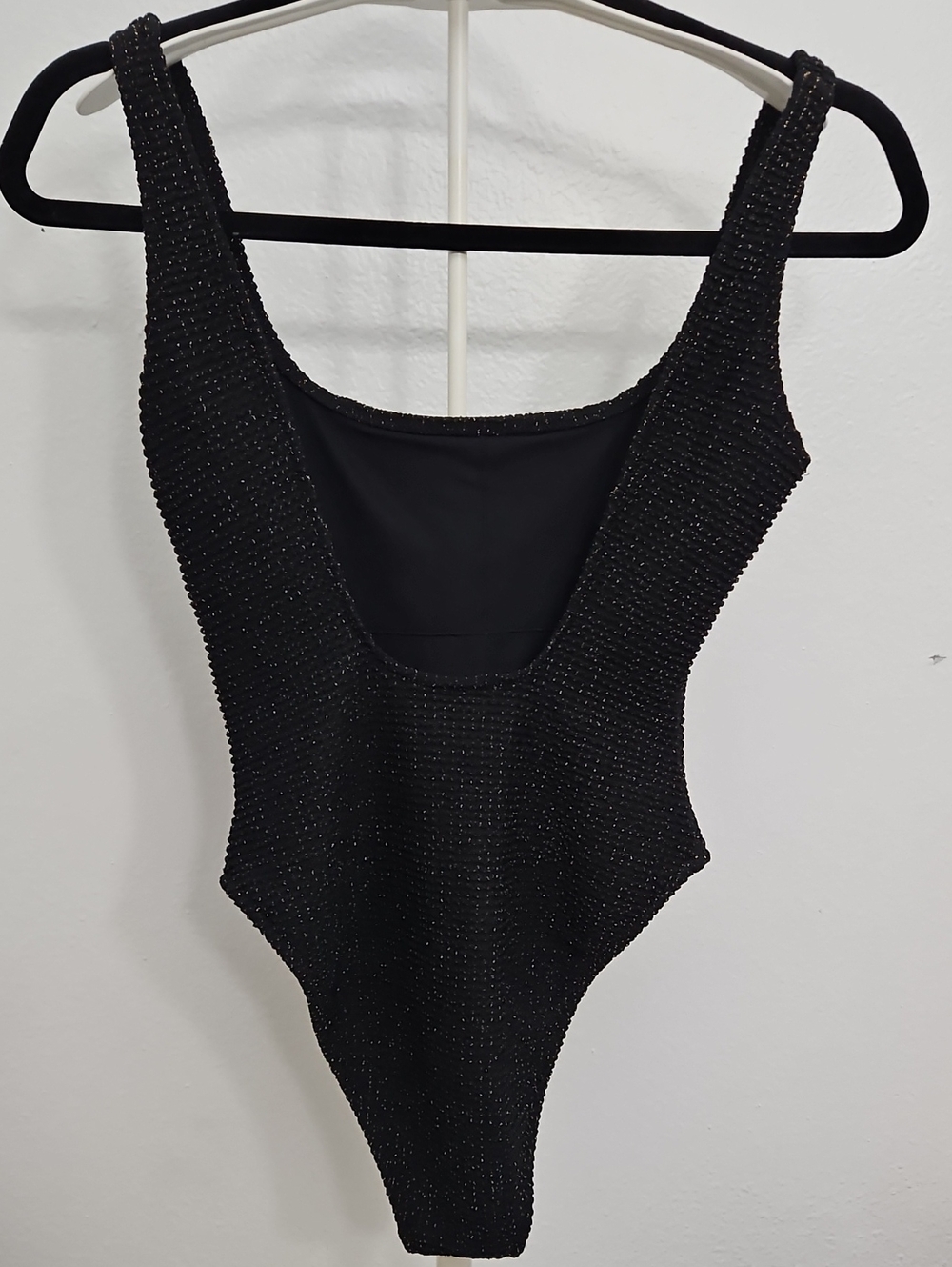 Womens Black Sparkle One-Piece Swimsuit - Picture 3 of 4